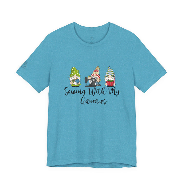 Sewing With My Gnomies T-Shirt — Cute Gnome Sewing Graphic Tee for Crafters