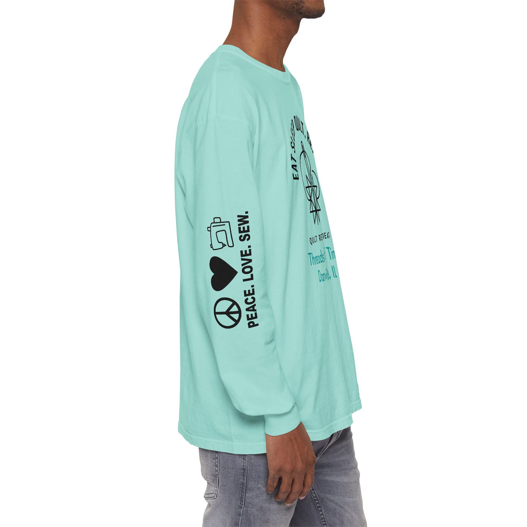 Eat Sleep Quilt Repeat Long Sleeve Tee — Threads of Time Quilt Retreat, Danville IL