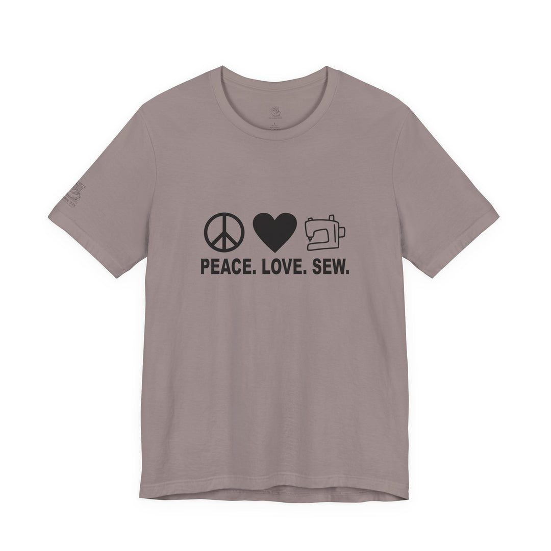 Peace Love Sew T-Shirt | Sewing Machine Tee, Crafting Shirt