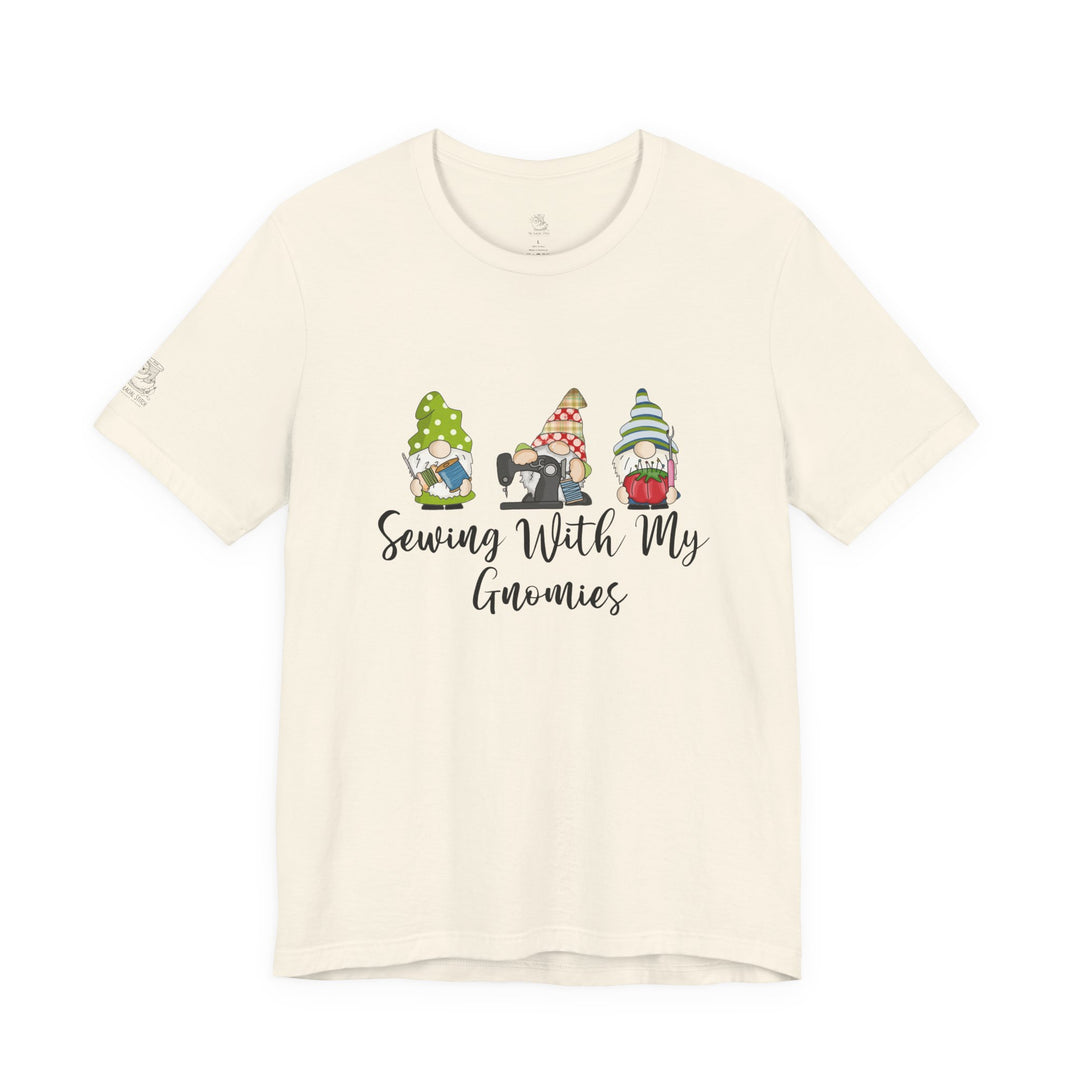 Sewing With My Gnomies T-Shirt — Cute Gnome Sewing Graphic Tee for Crafters