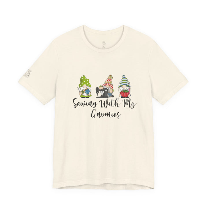 Sewing With My Gnomies T-Shirt — Cute Gnome Sewing Graphic Tee for Crafters
