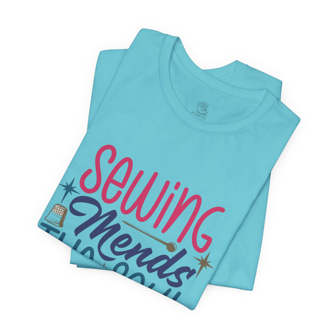 Sewing Mends the Soul T-Shirt | Sewing Machine Tee, Crafting Shirt