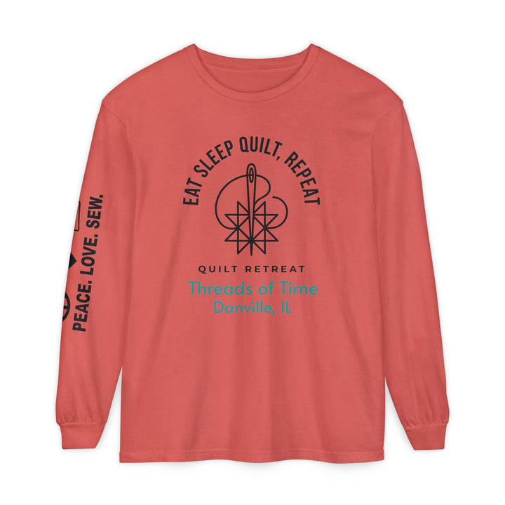 Eat Sleep Quilt Repeat Long Sleeve Tee — Threads of Time Quilt Retreat, Danville IL