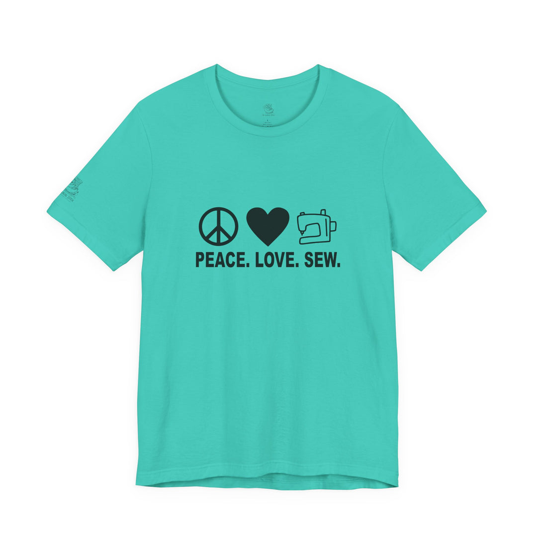 Peace Love Sew T-Shirt | Sewing Machine Tee, Crafting Shirt