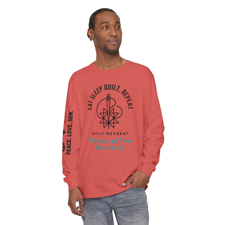 Eat Sleep Quilt Repeat Long Sleeve Tee — Threads of Time Quilt Retreat, Danville IL