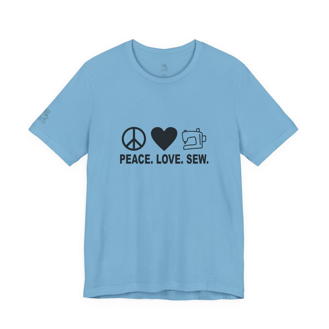 Peace Love Sew T-Shirt | Sewing Machine Tee, Crafting Shirt