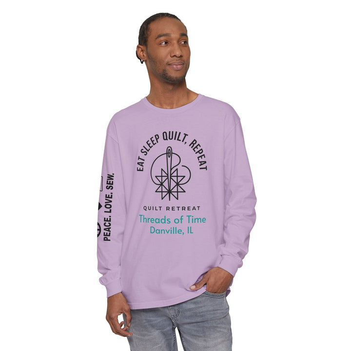 Eat Sleep Quilt Repeat Long Sleeve Tee — Threads of Time Quilt Retreat, Danville IL