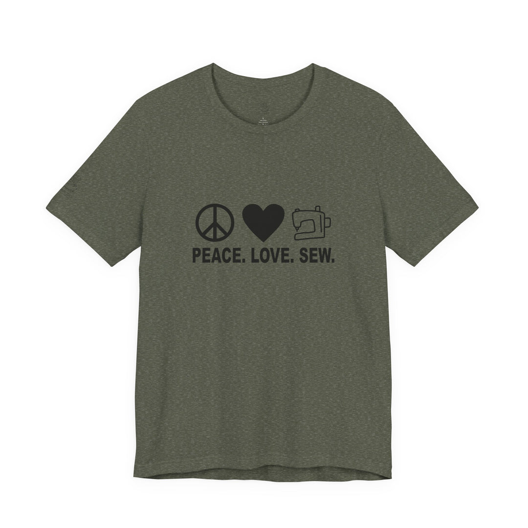 Peace Love Sew T-Shirt | Sewing Machine Tee, Crafting Shirt