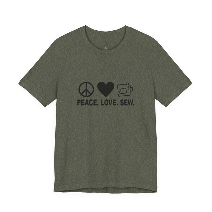 Peace Love Sew T-Shirt | Sewing Machine Tee, Crafting Shirt