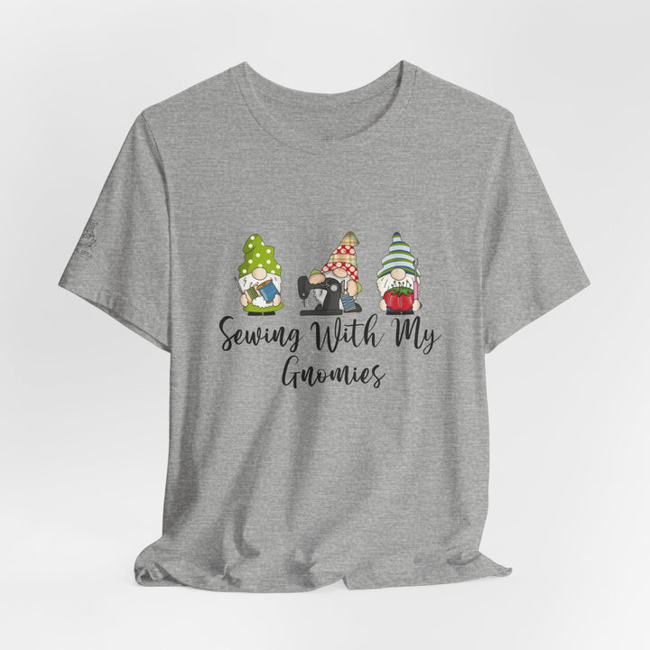 Sewing With My Gnomies T-Shirt — Cute Gnome Sewing Graphic Tee for Crafters