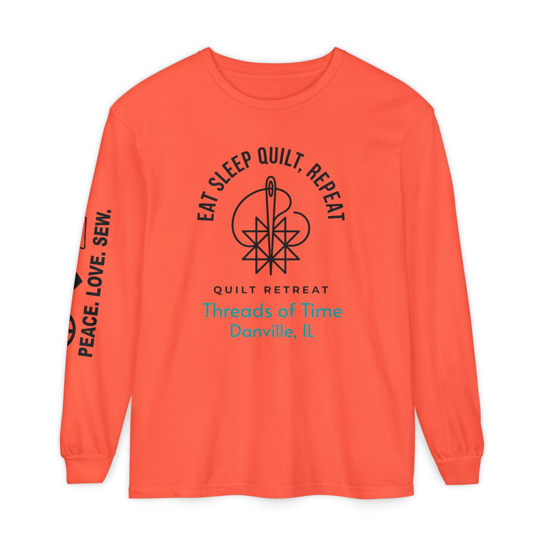 Eat Sleep Quilt Repeat Long Sleeve Tee — Threads of Time Quilt Retreat, Danville IL