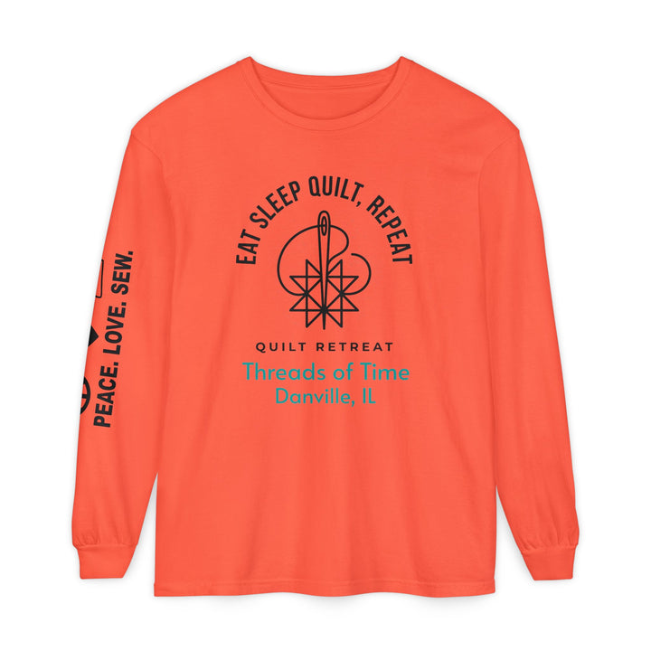 Eat Sleep Quilt Repeat Long Sleeve Tee — Threads of Time Quilt Retreat, Danville IL