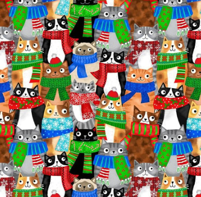 Cats With Holiday Scarf