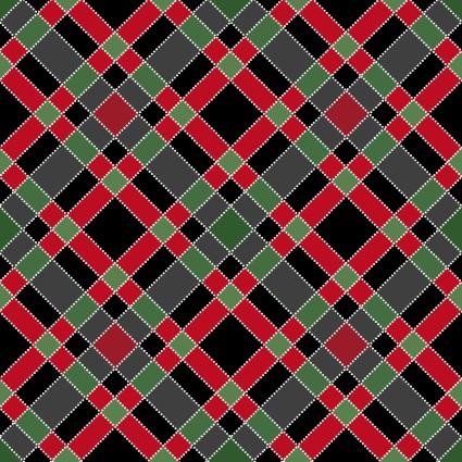 Christmas Night - Diagonal Plaid Black