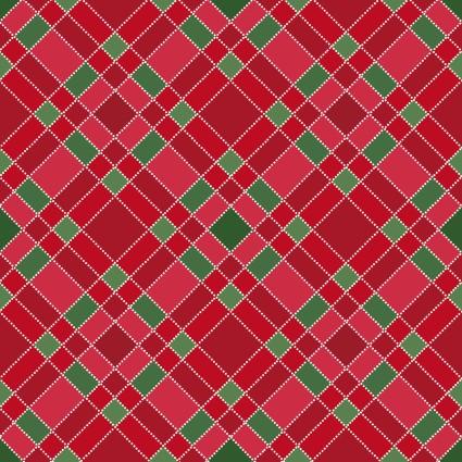 Christmas Night - Diagonal Plaid Red
