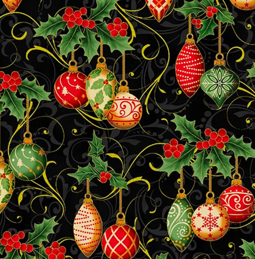 Holiday Wishes - Poinsettia Black/Gold