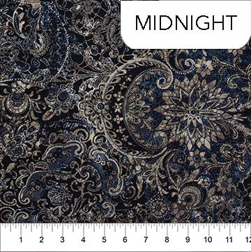 Midnight/Denim Taupe Luster Cotton Batik