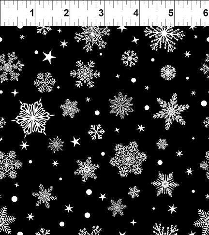 Winter Blooms - Snowflakes Black