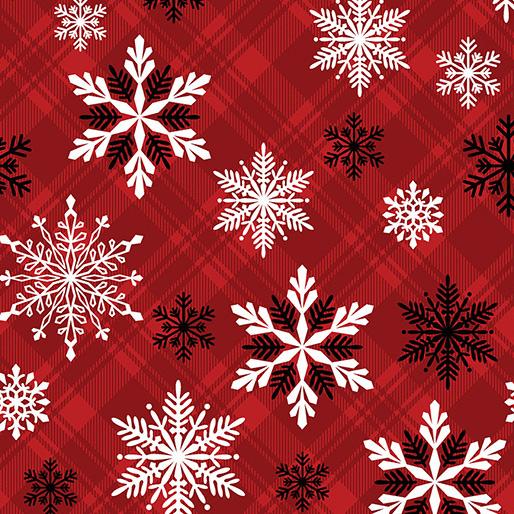 Winter Comfort Flannel - Snowflake Plaid Red